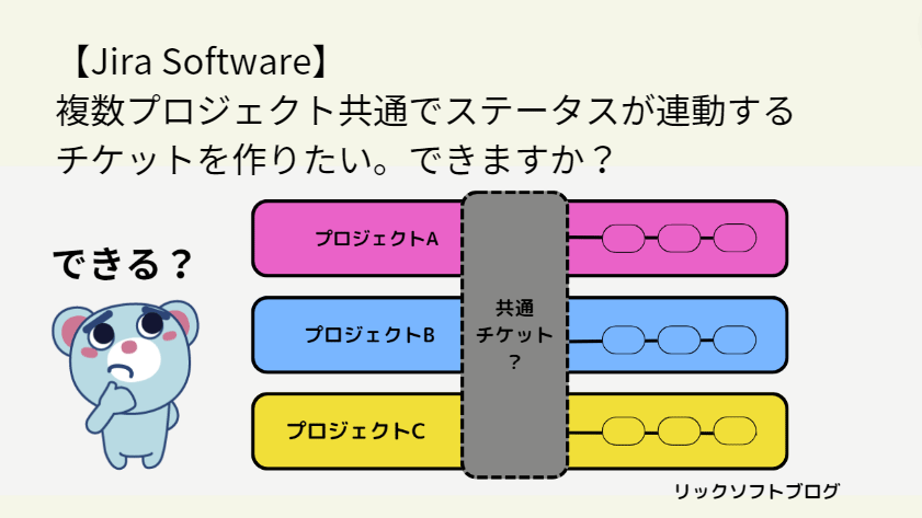 【Jira Software】複数プロジェクト共通でステータスが連動するチケットを作りたい。できますか？