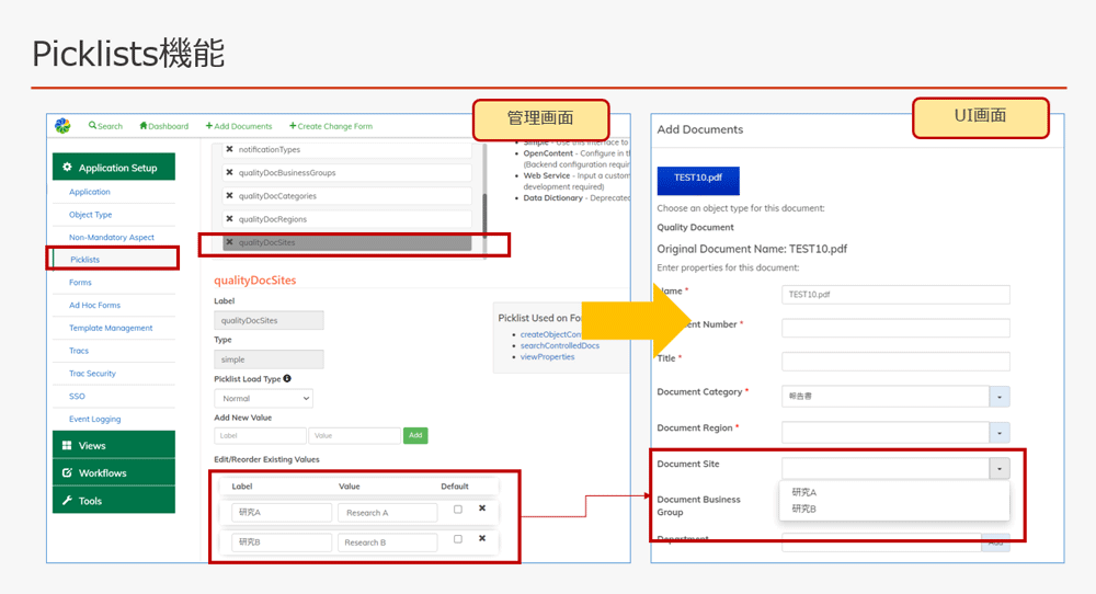 「Picklists」機能