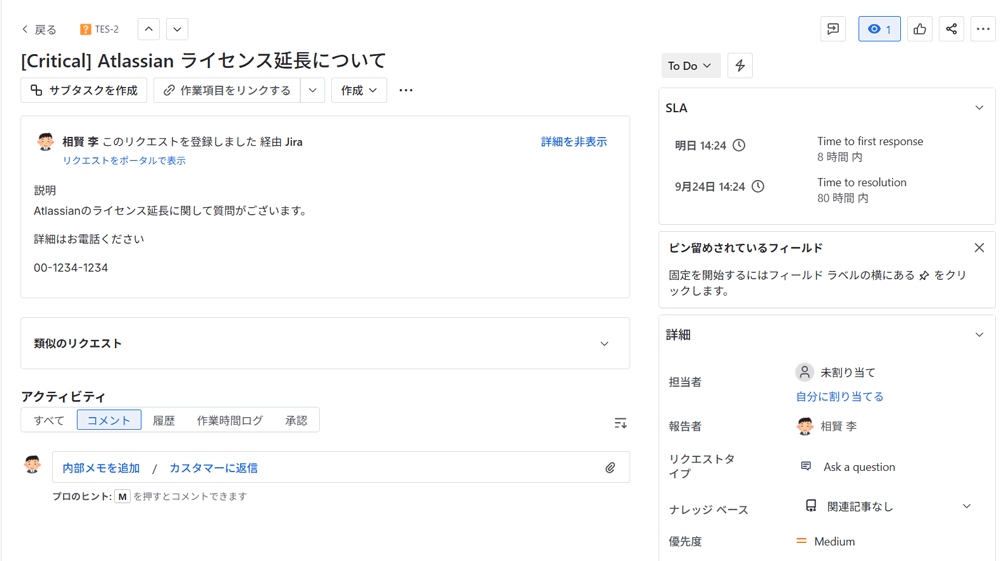 デモ環境のチケット