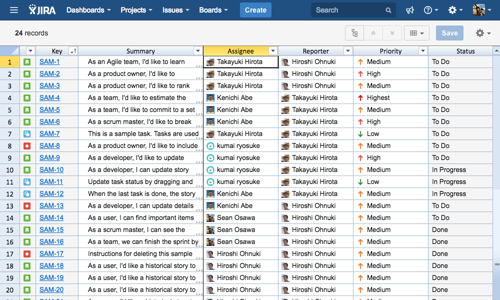 Excel like Issue Editor for JIRA Cloud